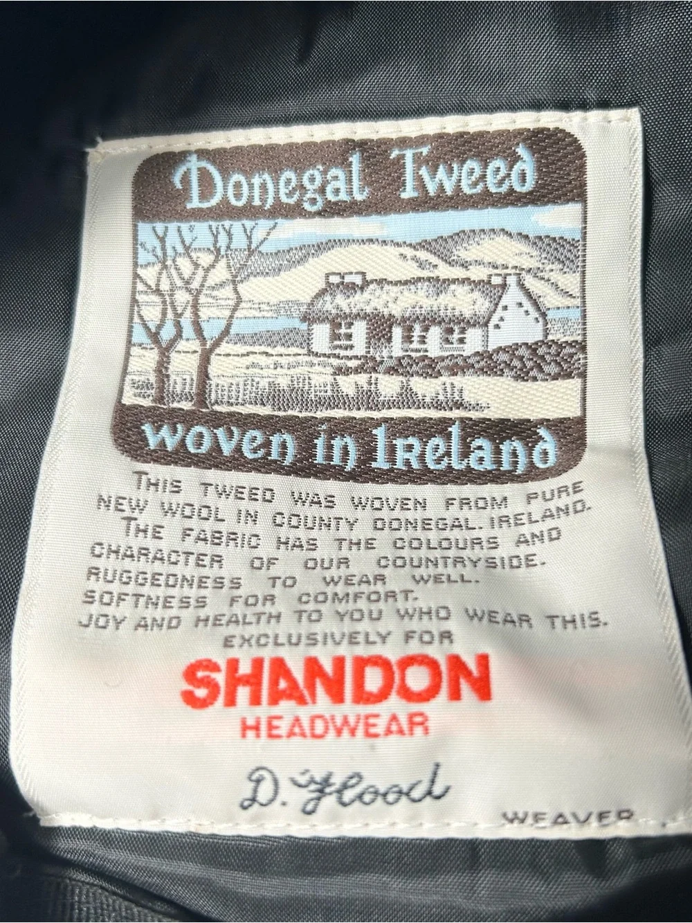 Shandon Donegal Tweed Hat Newsboy Cap Ireland Mens Wool Gray Herringbone 7 3/8